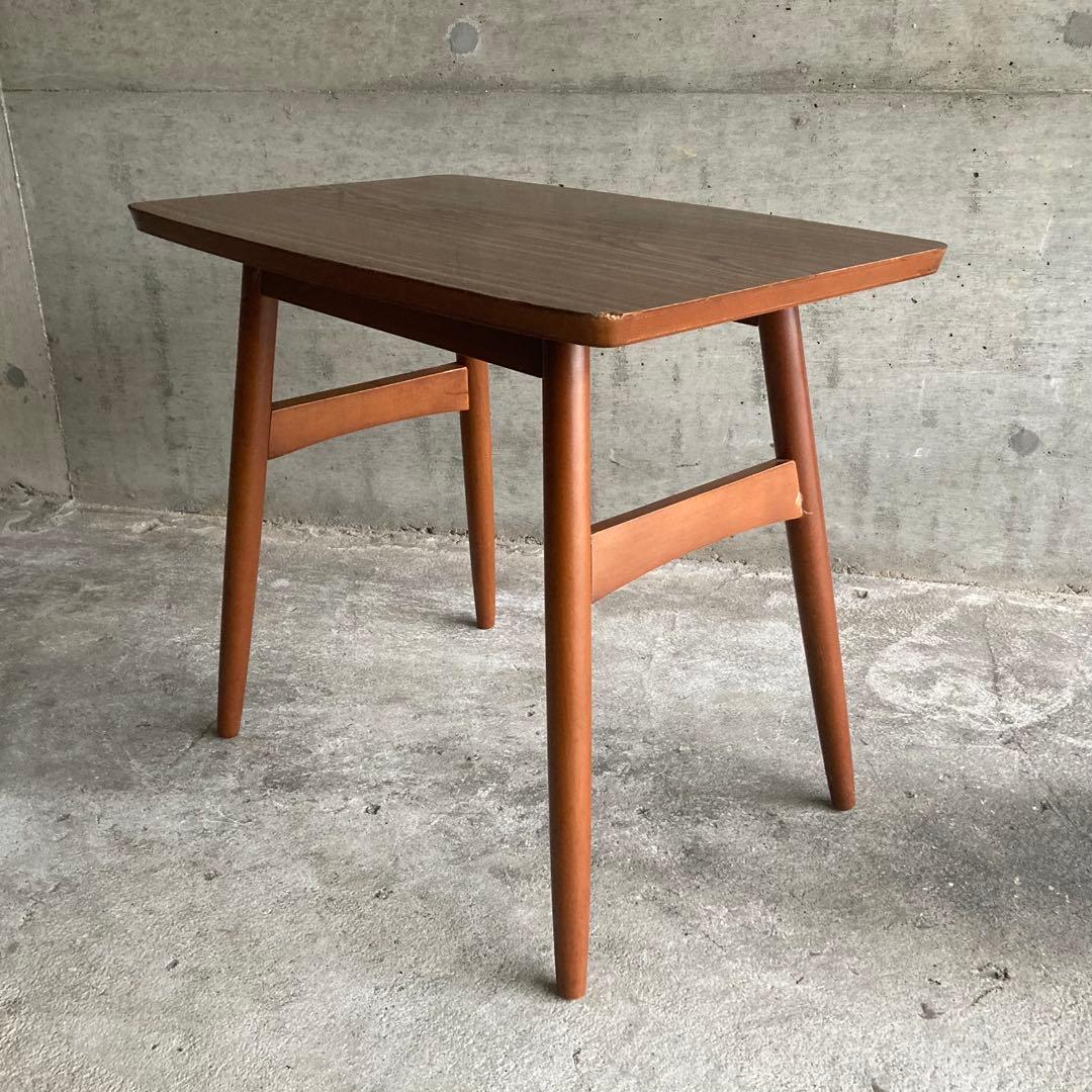 テーブル 机 サイドテーブル 置物台 飾り台 花台 木製 木目調 昭和レトロ