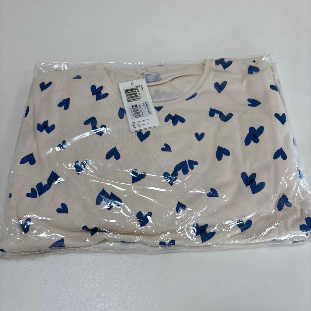 新品◎プチバトー　ハート柄パジャマ Mサイズ ホワイト/ブルー