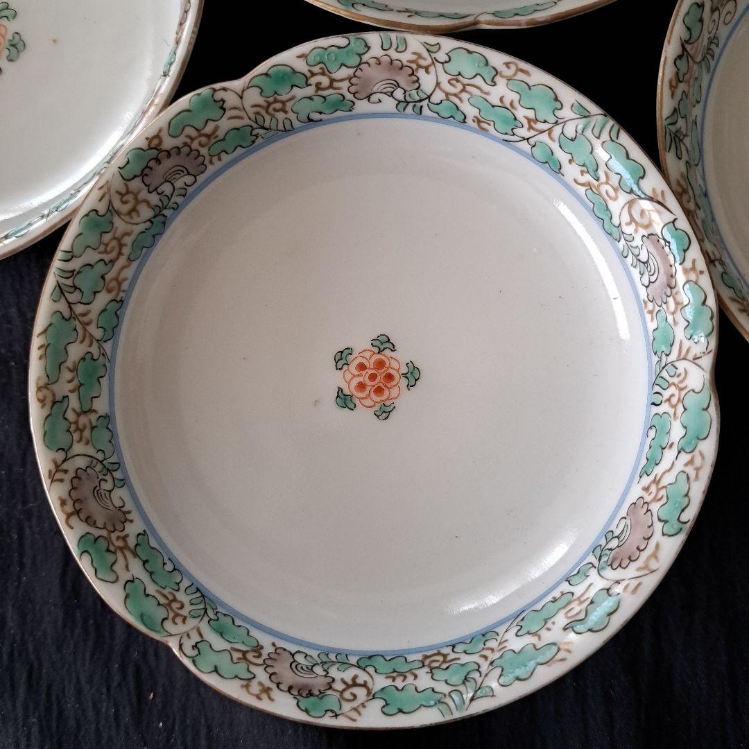「モダンな花唐草の伊万里！」明治伊万里皿 (直径12cm)4客セット 骨董アンテ
