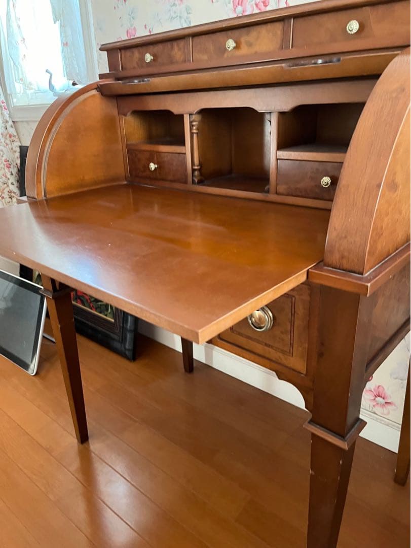 【高級イタリア製】ライティングビューロー デスク ブラウン