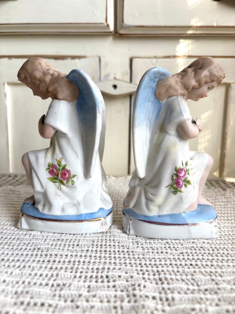 ♡ フランスアンティーク　ペア　天使像　ビスクドール　マリア像　グローブドマリエ