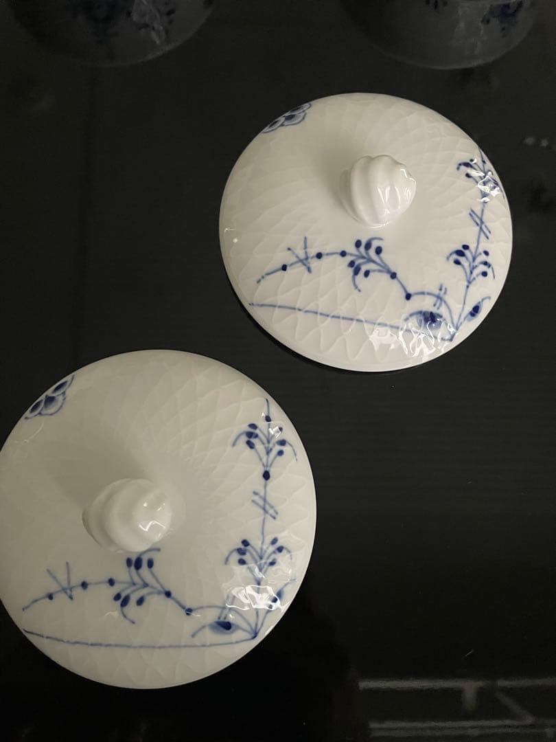 【新品】ロイヤルコペンハーゲン　ブルーパルメッテ 蓋つきカップ&ソーサー 2客