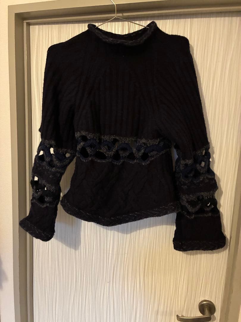 Mame Kurogouchi バスケットパターンコンビネーションニットPO