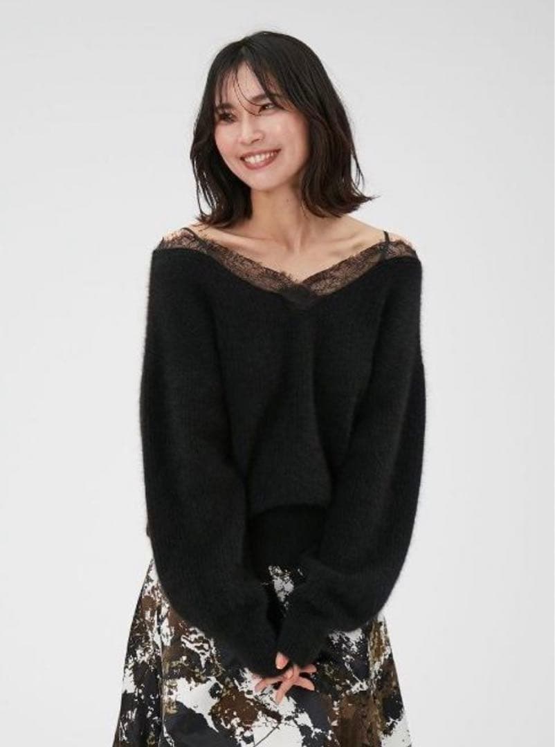 フレイアイディー レーストリムラクーンニット