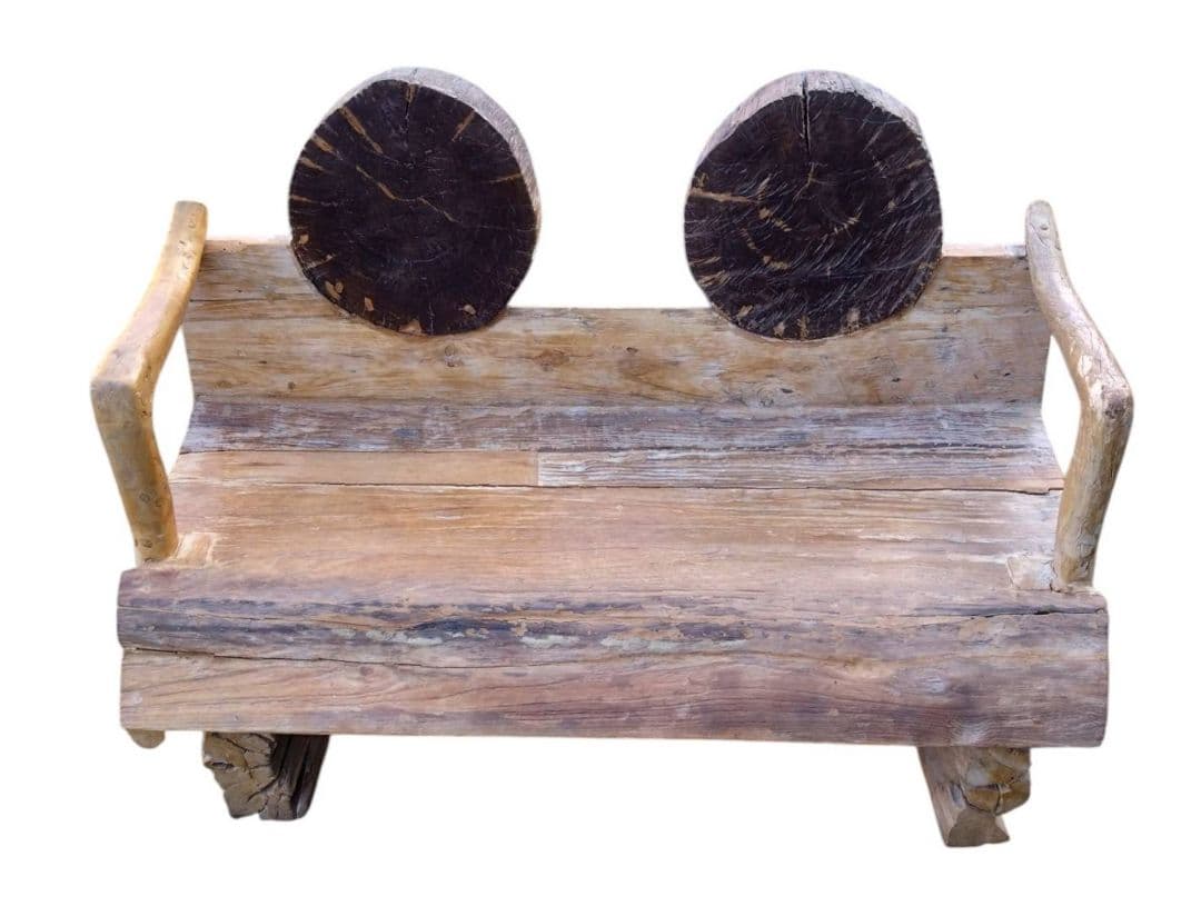 木製　シンプル　ベンチ　流木　チェア　2人掛け