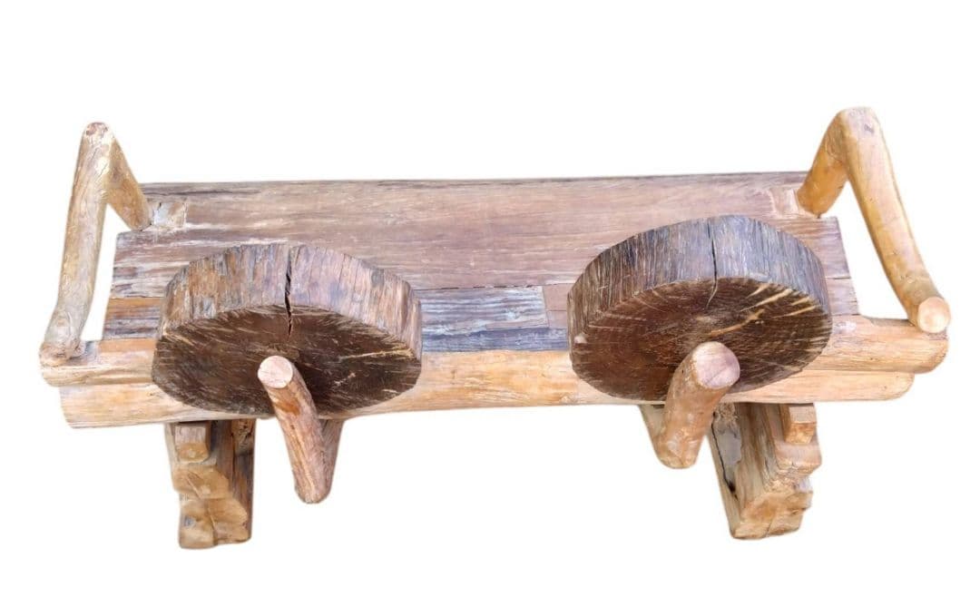 木製　シンプル　ベンチ　流木　チェア　2人掛け