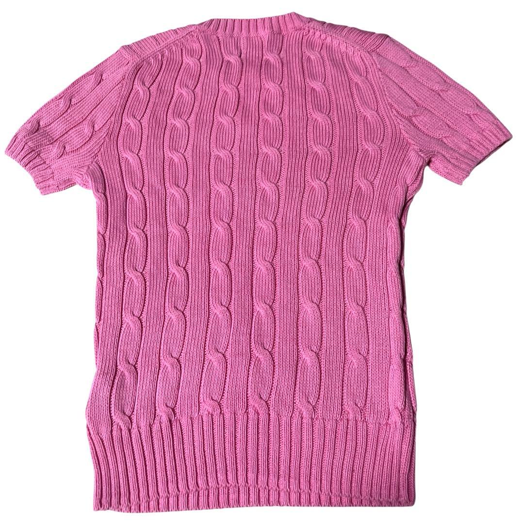 極美品✨ポロ ラルフローレン ピマコットン 半袖ケーブルニット ピンク XS