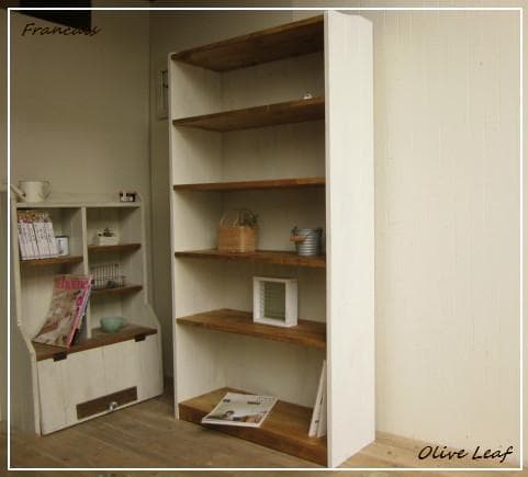 サイズ、デザインオーダー可！幅広6段カップボードW82●シャビーホワイト受注製作