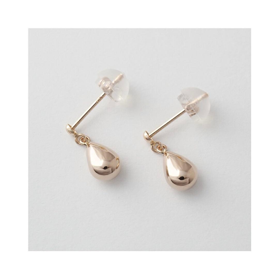 新品 K18 ピンクゴールド 雫 18金ピアス 刻印あり上質 日本製 ペア