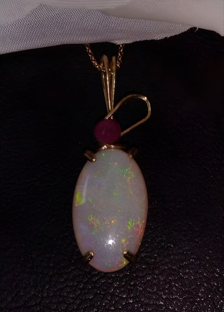 Kgf14 宝石ルース ウォーターオパール ルビー ペンダント トップ