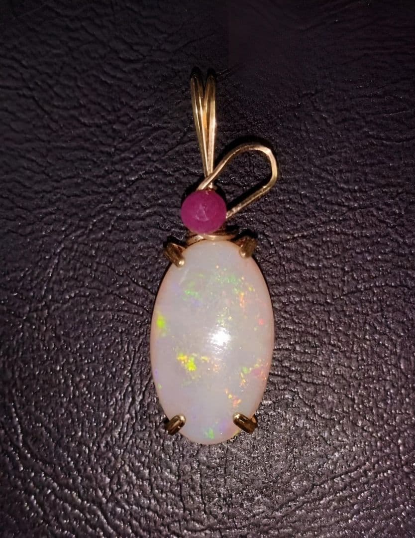Kgf14 宝石ルース ウォーターオパール ルビー ペンダント トップ