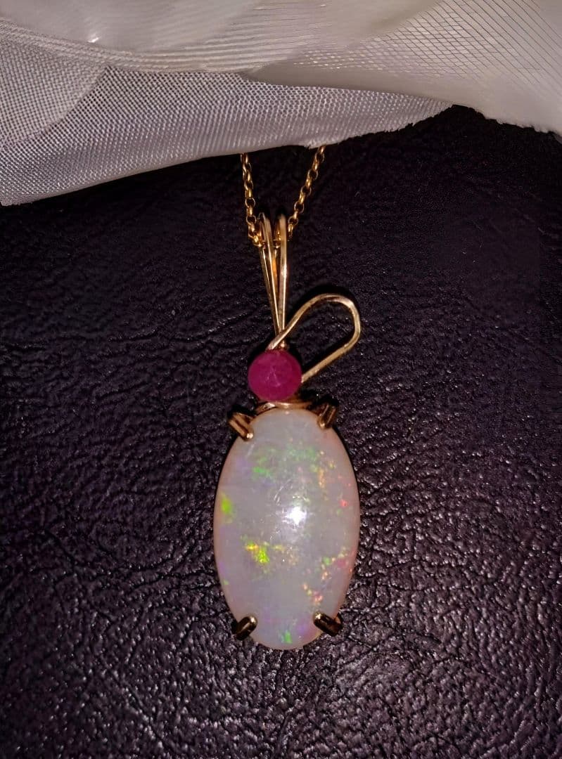 Kgf14 宝石ルース ウォーターオパール ルビー ペンダント トップ