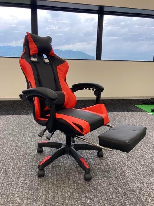 新品　レーシングチェア 椅子 ゲーミング リクライニング クッション 赤