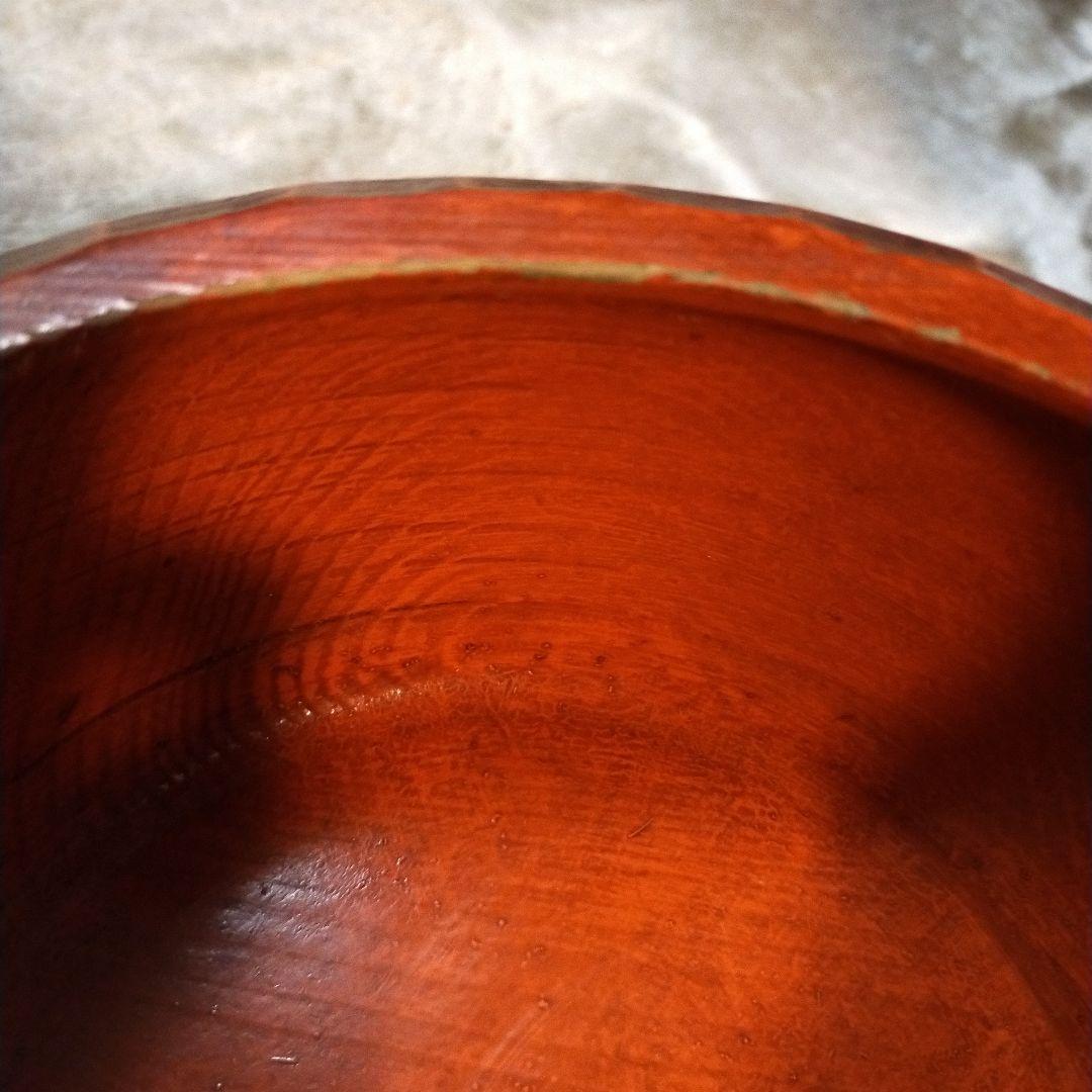 昭和レトロ　ヴィンテージ　木製　鎌倉彫　無垢材　お盆付きおひつ