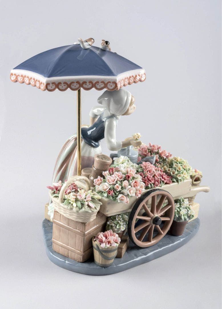【極美品・超希少】LLADRO 「公園通りの花屋さん」公式ガラスケース・木製台座