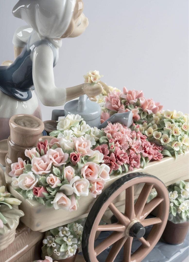【極美品・超希少】LLADRO 「公園通りの花屋さん」公式ガラスケース・木製台座