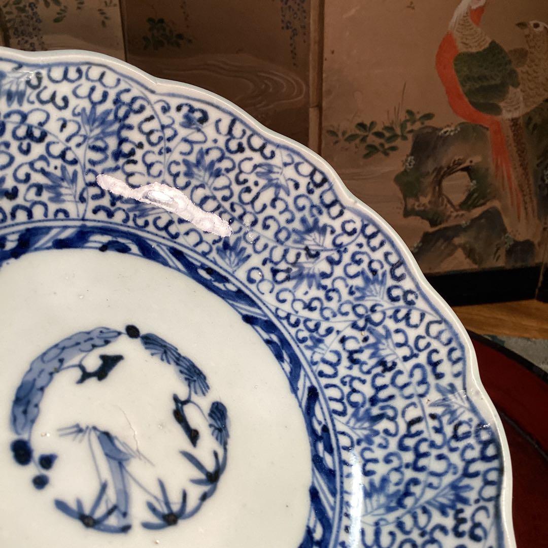 A1026 古伊万里　染付　微塵唐草模様　膾皿　　5客