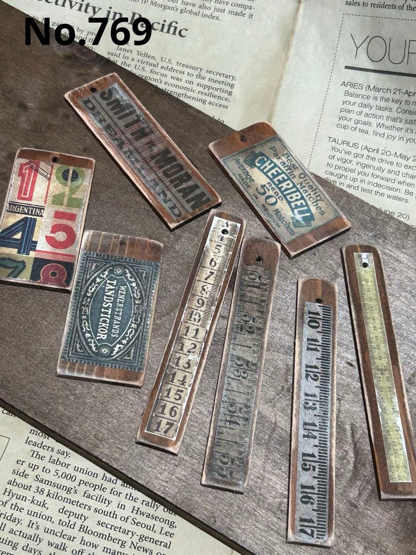 ウッドタグ定規マッチ箱ラベルなどNo.769
