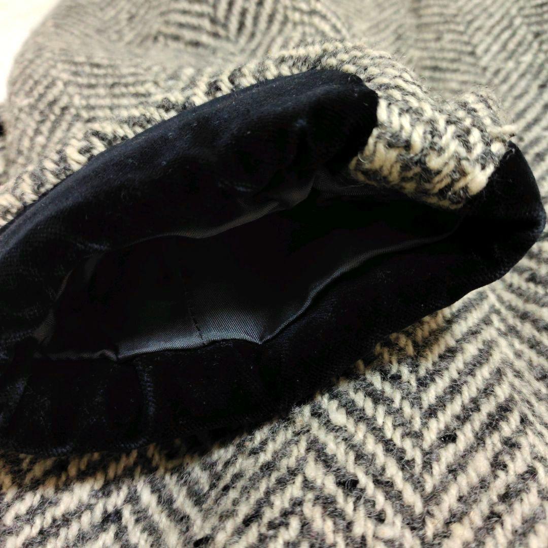 イヴサンローラン ダブルブレストコート ヘリンボーン ツイード ベロア切替