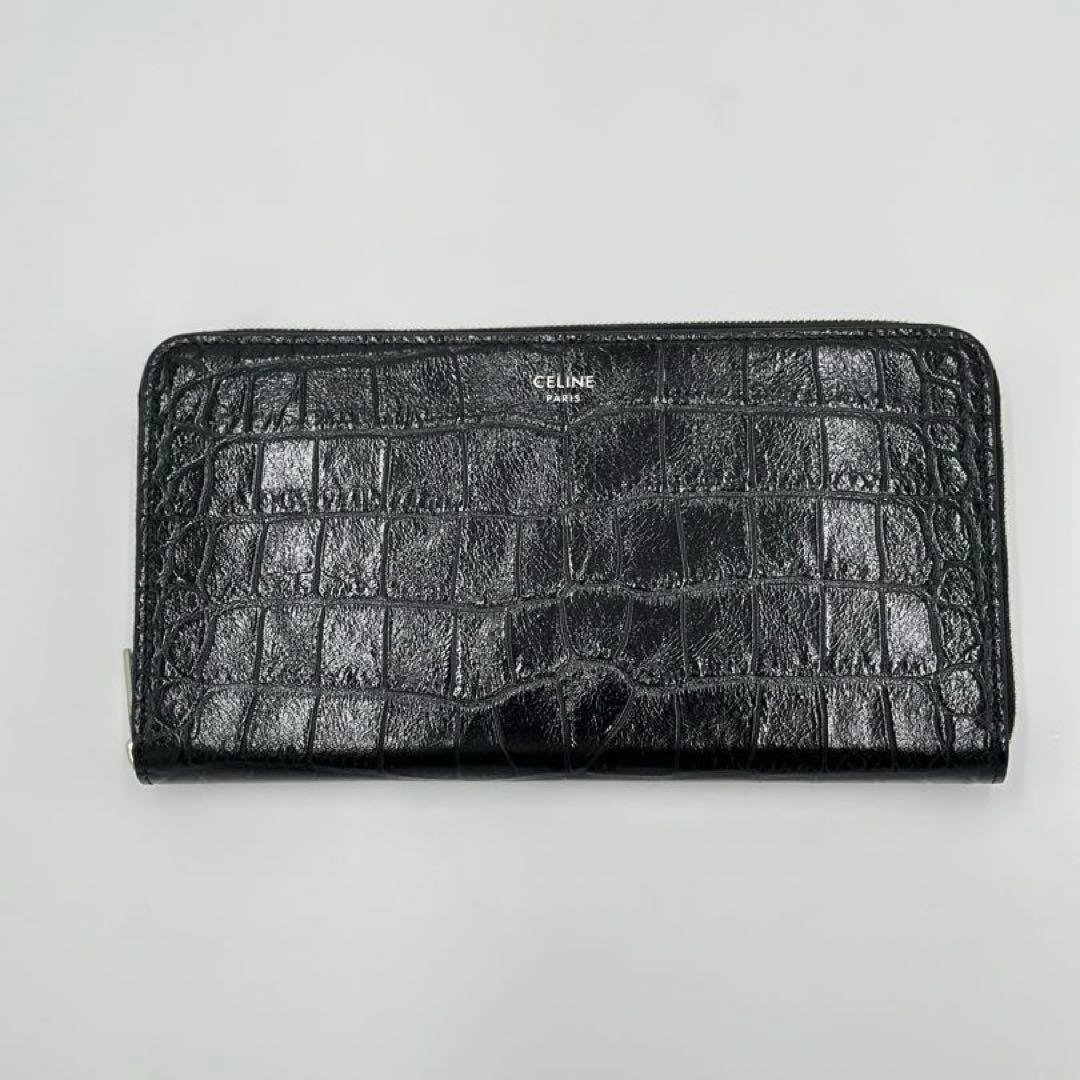 【正規店購入・付属品完備】CELINE セリーヌクロコ型押し 長財布 未使用品