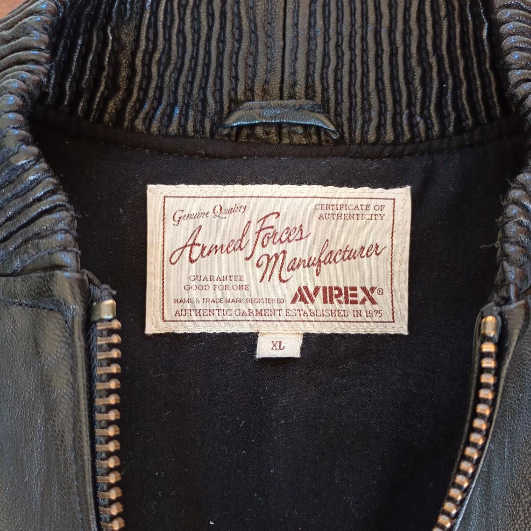 AVIREX◆レザージャケット・ブルゾン/XL/山羊革/6131016