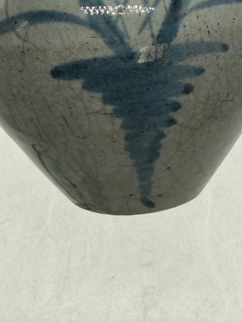 古伊万里　染付　鶴首瓶　染付草花紋　送料込み260202