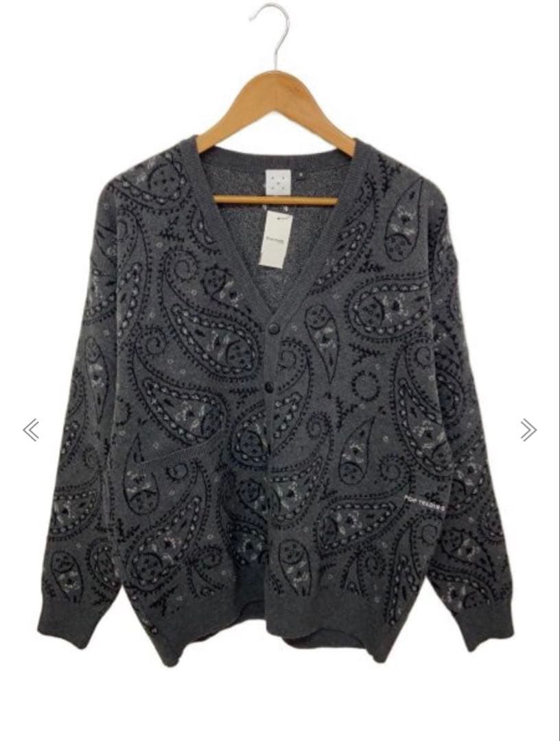 グレー ペイズリー柄 カーディガン