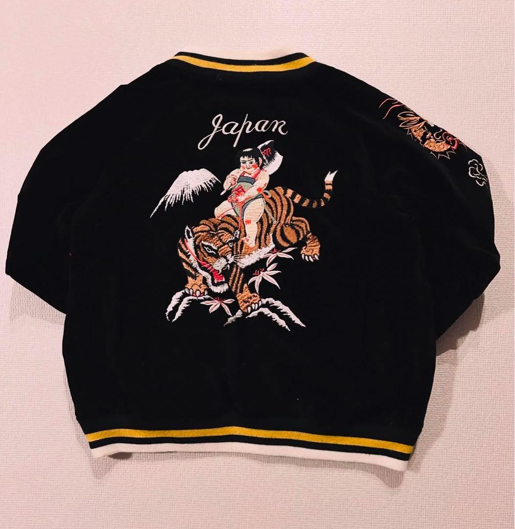 【希少】 HOUSTON 別珍 サテン スカジャン リバーシブル 金太郎 桃太郎