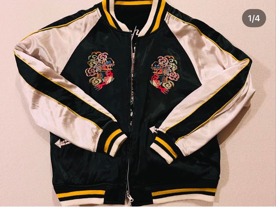 【希少】 HOUSTON 別珍 サテン スカジャン リバーシブル 金太郎 桃太郎