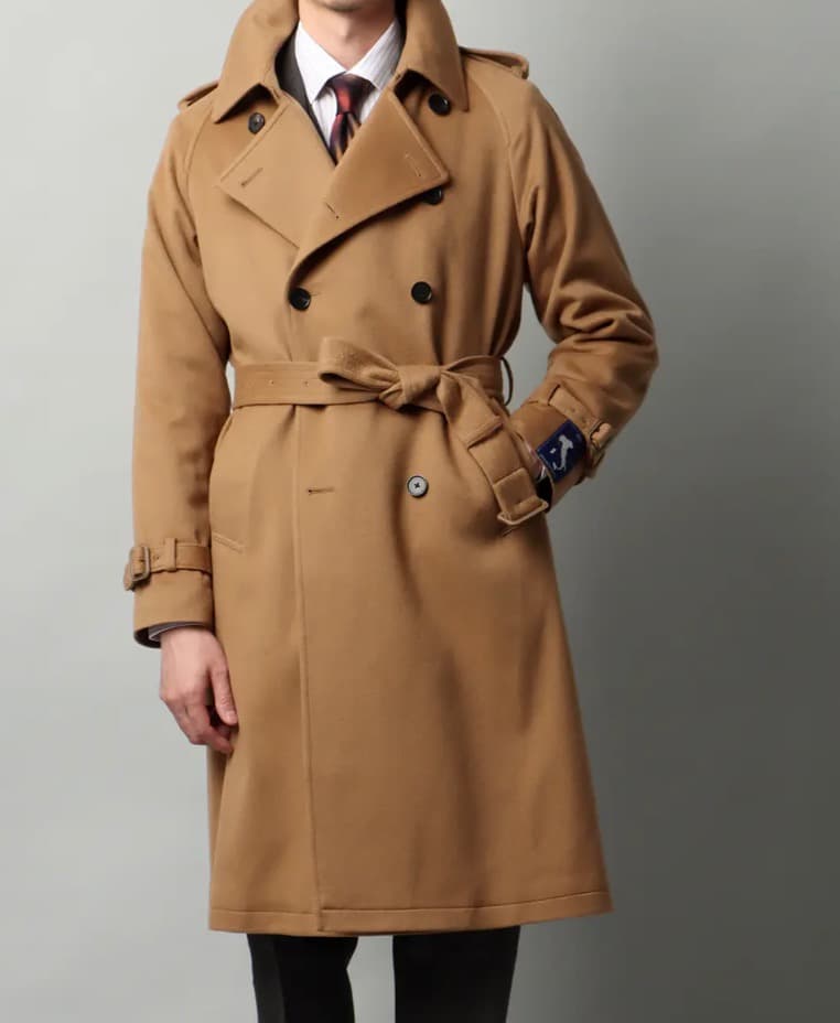 ユニバーサルランゲージ ピュアカシミア トレンチコート 今季 新作 サイズL