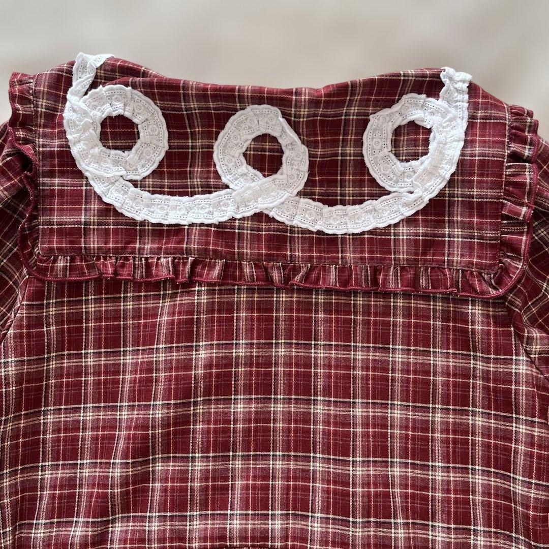 新品未使用✨2025メリージェニー　くるくるフリルカラーワンピース　赤レッド