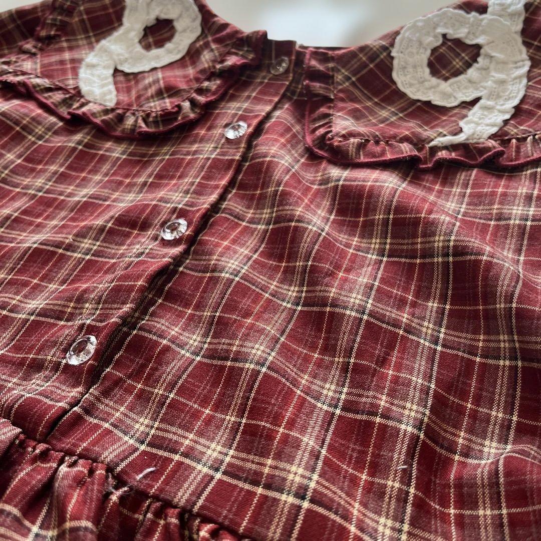 新品未使用✨2025メリージェニー　くるくるフリルカラーワンピース　赤レッド