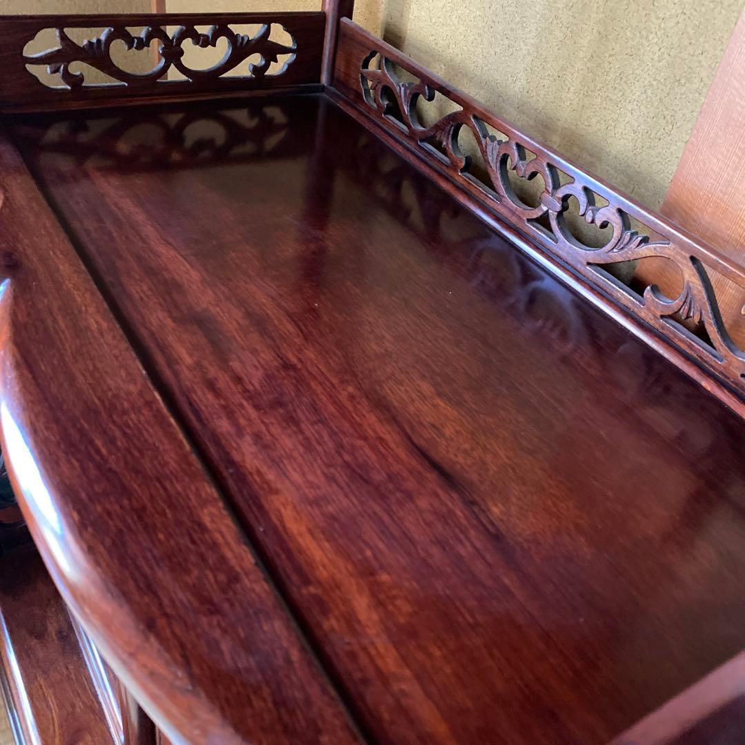 唐木家具　高級　花梨茶棚　希少　アジアン　アンティーク　茶箪笥　保証書付き