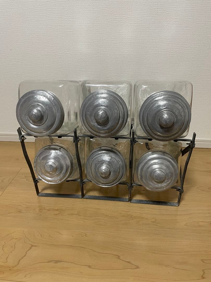 アンティーク　駄菓子屋の6連菓子瓶