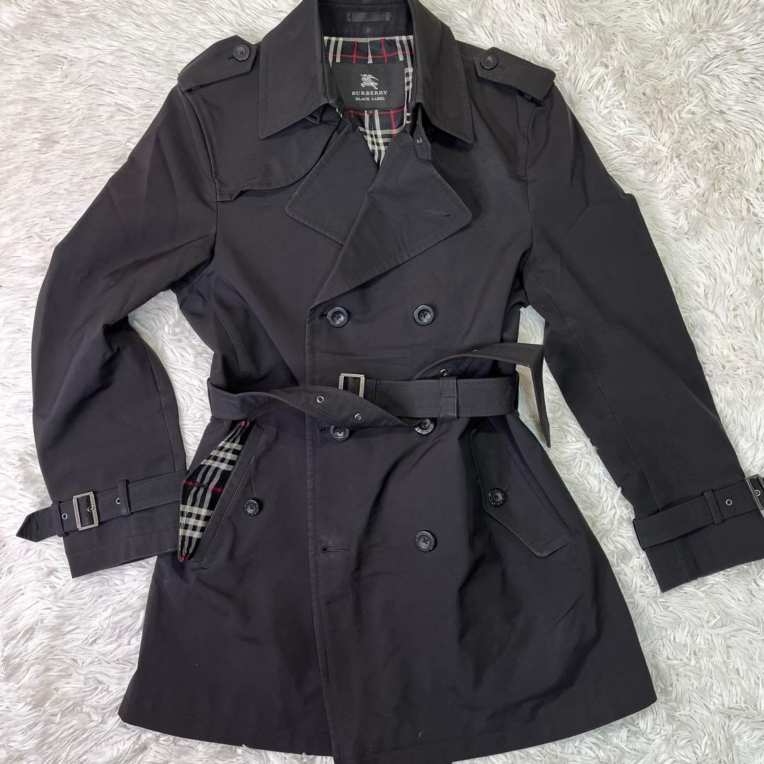 人気✨バーバリーブラックレーベル　トレンチコート　ダブル　ブラック　L