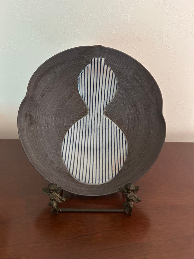 清水焼　脚付瓢箪絵皿　楽峰窯　5