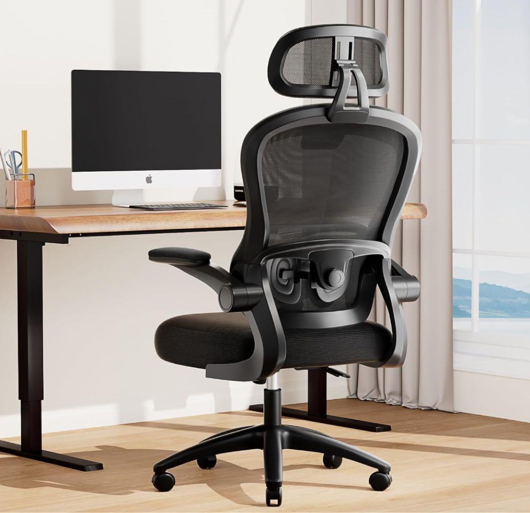 ★デスクチェア オフィスチェア テレワーク 通気性 メッシュ ブラック