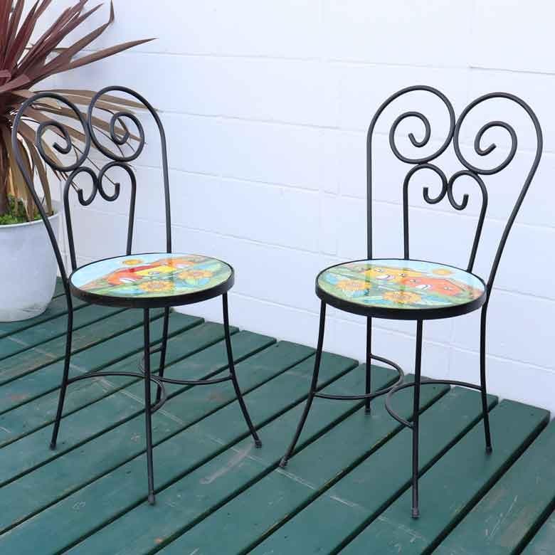 イタリア テーブルセット 家とヒマワリ ガーデン 3点セット 39cm