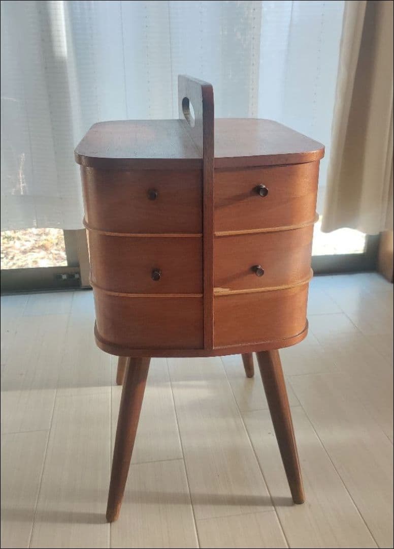 【RIKO】チーク材　ヴィンテージ　裁縫箱　ソーイングボックス