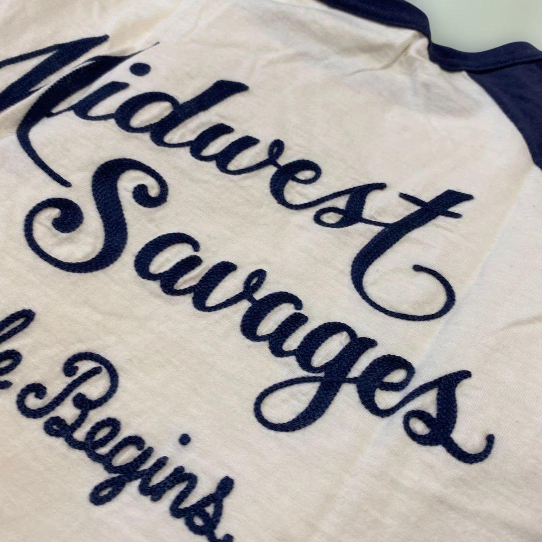 クーティーラグランスリーブ刺繍５分丈袖 ロンT ハチハチワンツーXL