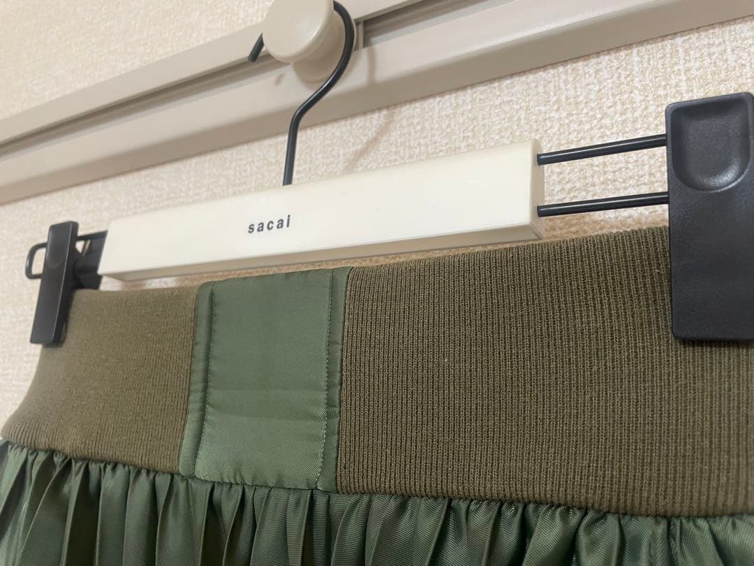 sacai ドッキングプリーツスカート 22-05991 グリーン系チェック柄