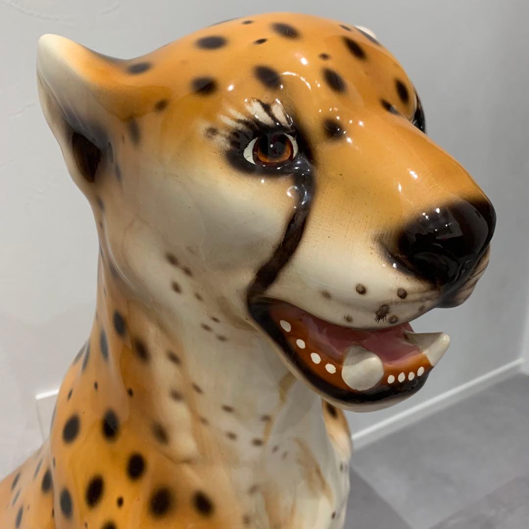 チーター レオパード パンサー ヒョウ ジャガー 陶器 置物 豹 オブジェ