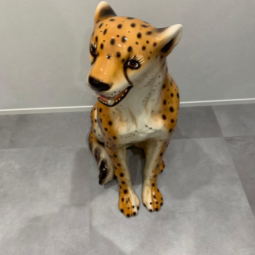 チーター レオパード パンサー ヒョウ ジャガー 陶器 置物 豹 オブジェ