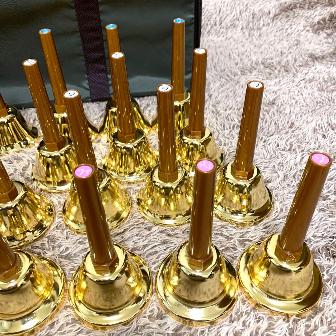 美品 ウチダ ハンドベル ゴールド27音 純正ケース付