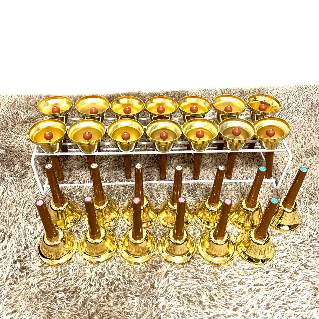 美品 ウチダ ハンドベル ゴールド27音 純正ケース付