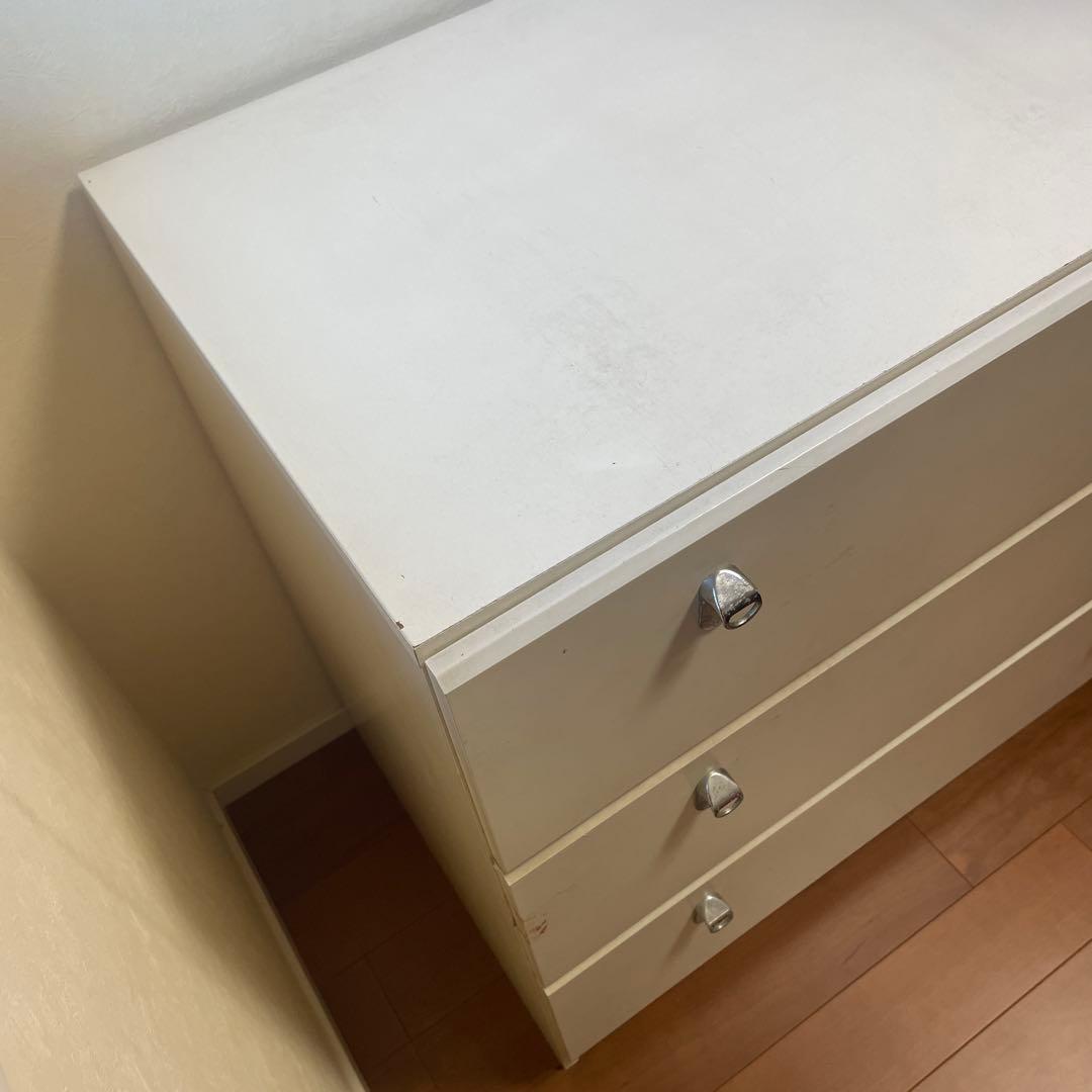 ホワイト木製チェスト 3段