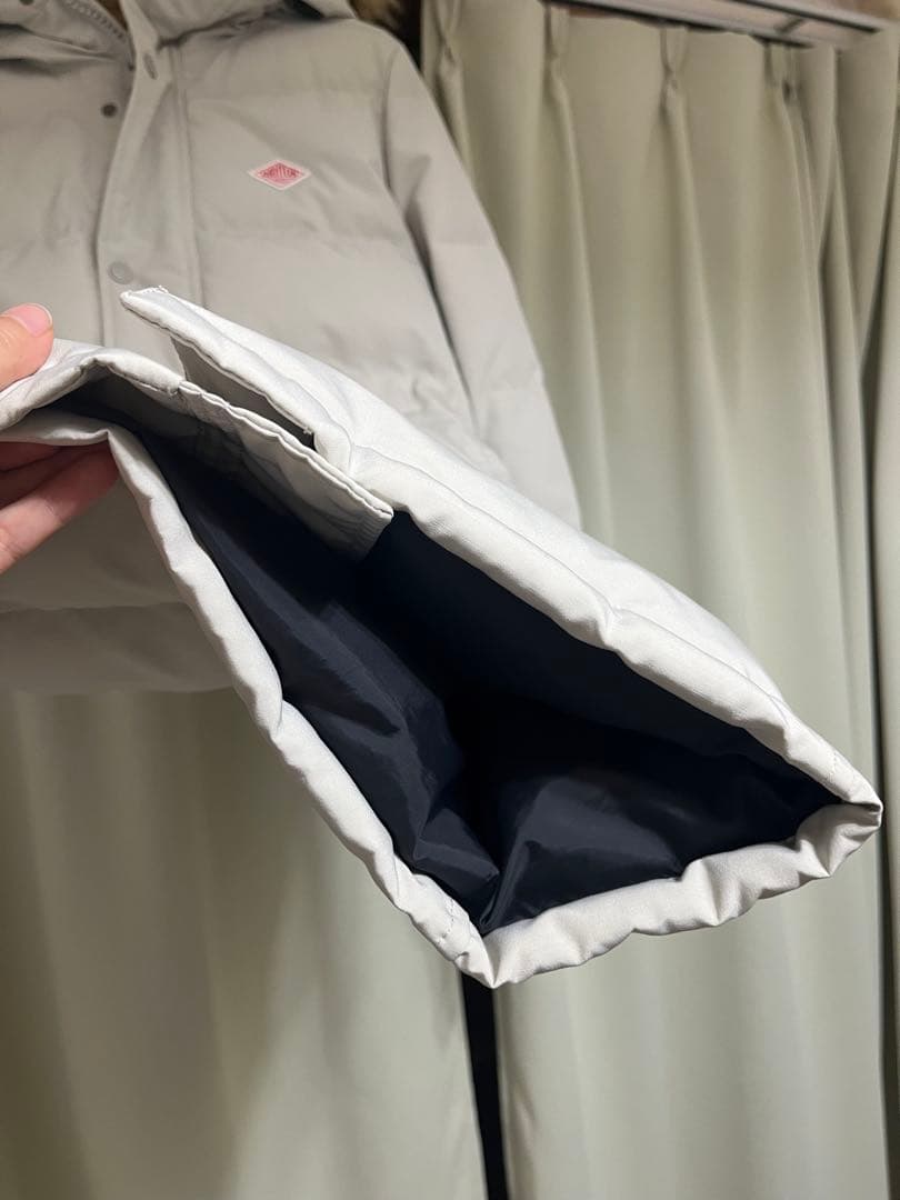 DANTON ダウンジャケットSサイズ ライトグレー ファー付き