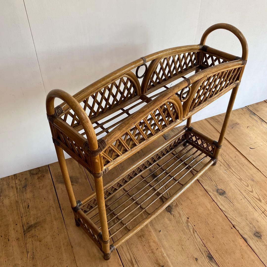 ヴィンテージ ラタン 飾り棚 植物台 昭和レトロ z867