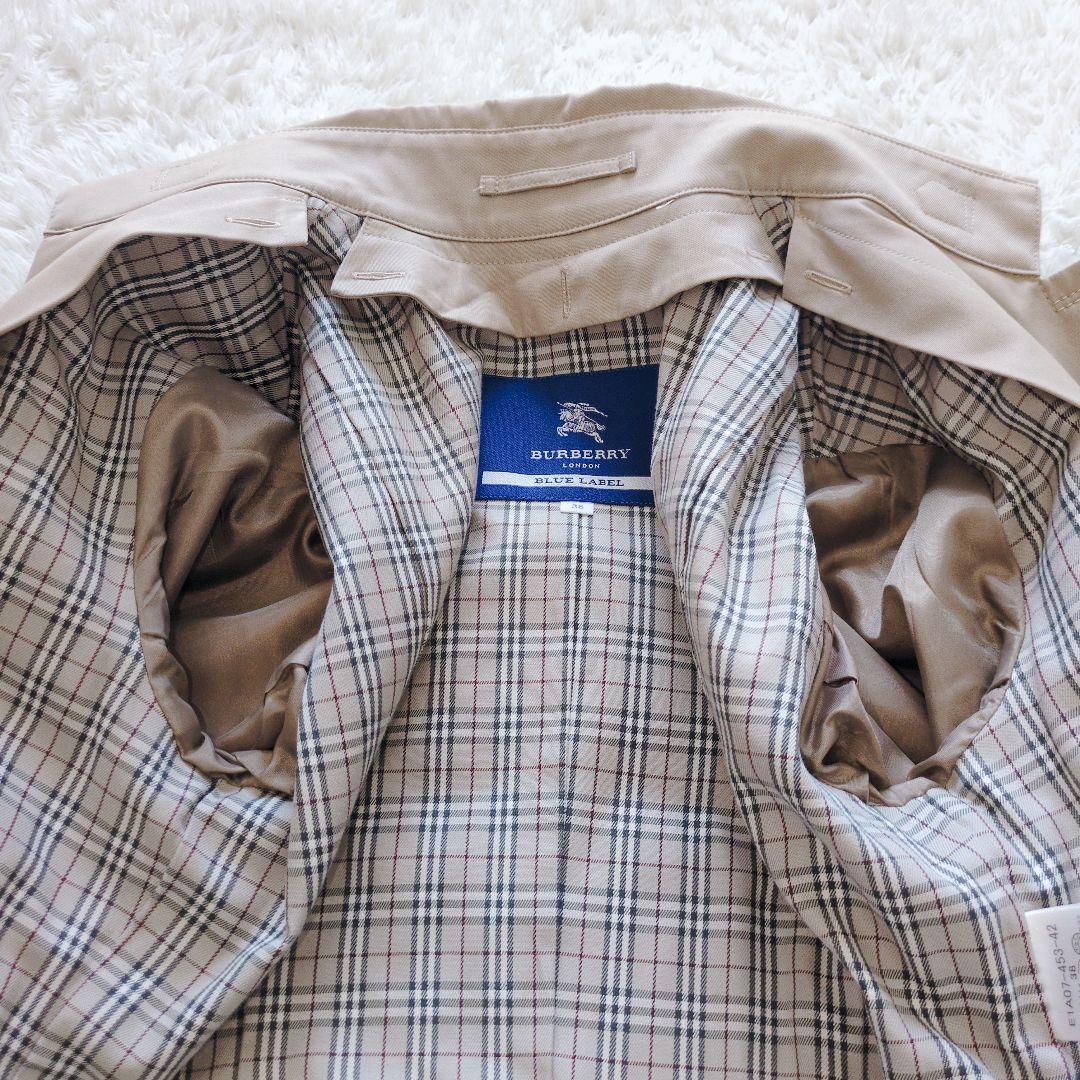 バーバリーブルーレーベル　トレンチコート　ノバチェック　シングル　ベージュ