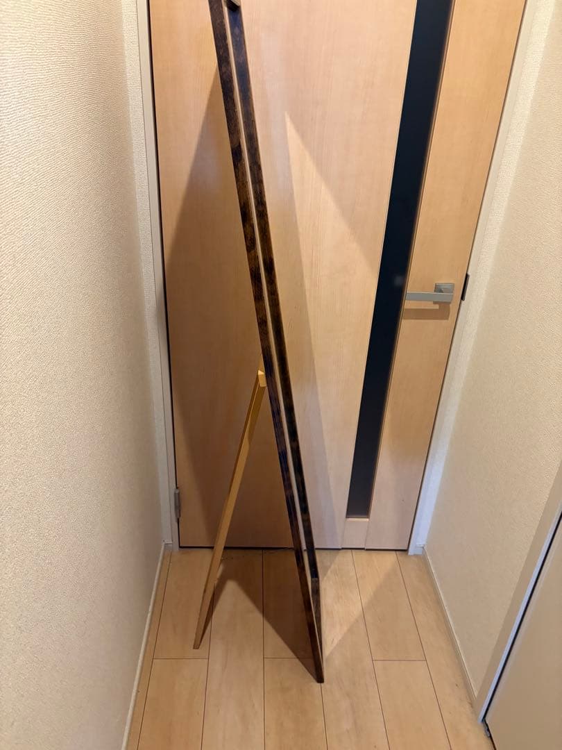 【職人手作り】ヨーロッパブナ製天然木フレーム　スタンドミラー　アンティーク　姿見